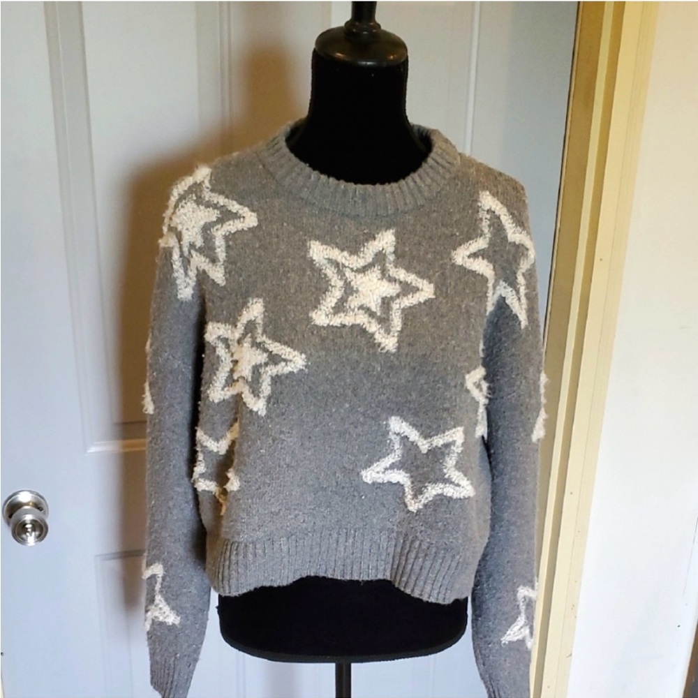 Gray Star Pattern Sweater